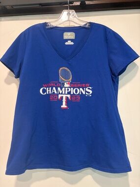 Fanatics Blue Texas Rangers 2023 Champions V-Neck Tee